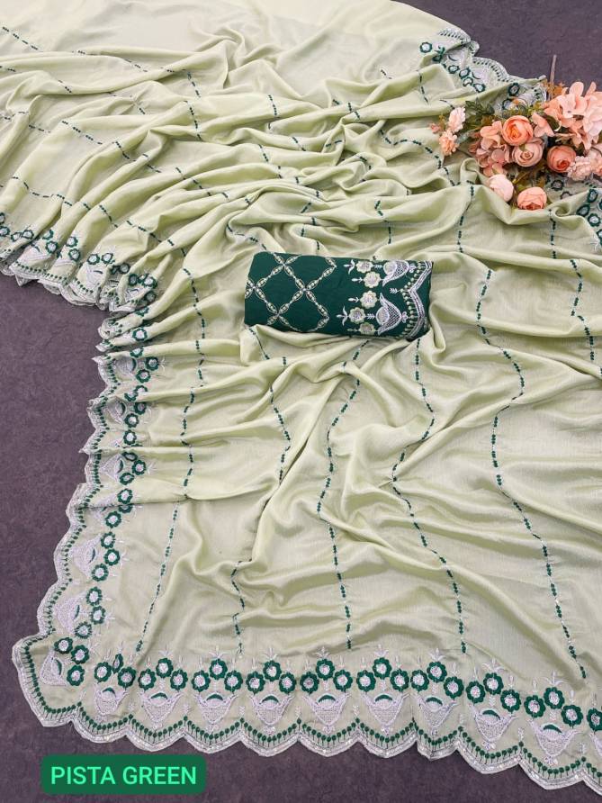 Jj 762 Jk Chinon Silk Embroidery Designer Sarees Wholesale Price In Surat